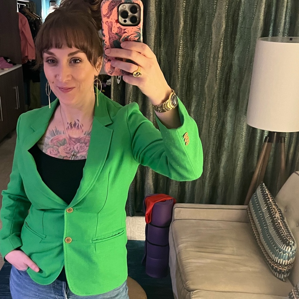 Vintage Oscar de la Renta Like Green Blazer SMALL - Picture 1 of 8